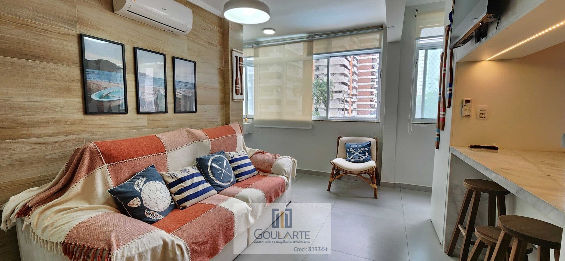Apartamento com 2 dormitórios climatizados, na praia das ASTÚRIAS - Guarujá/SP