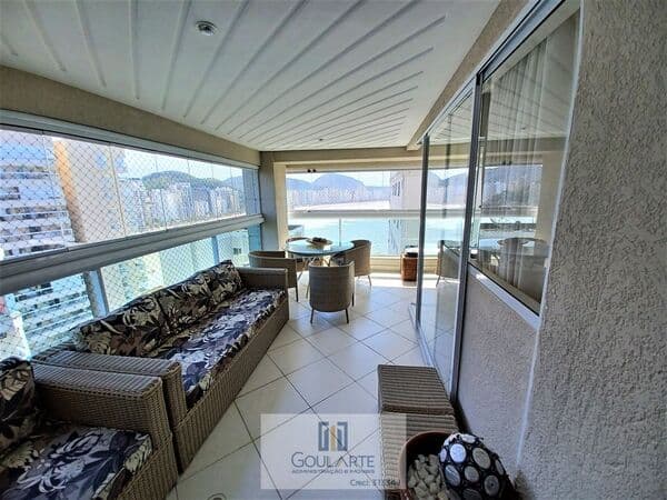 Apartamento com sacada gourmet e vista mar,4 suítes, condomínio frente mar com lazer , ASTURIAS-GUARUJÁ/SP