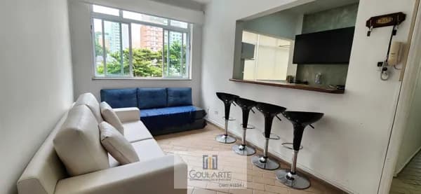 Apartamento com vista parcial do mar, 1 dormitório amplo na praia das ASTÚRIAS - Guarujá/SP