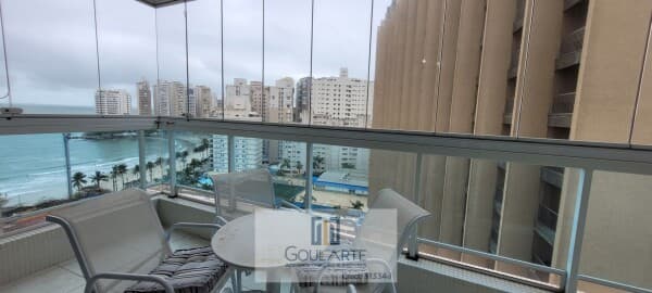 Apartamento alto padrão com sacada envidraçada vista parcial mar, 2 dormitórios sendo 1 suíte, lazer no condomínio - ASTÚRIAS-Guarujá/SP.