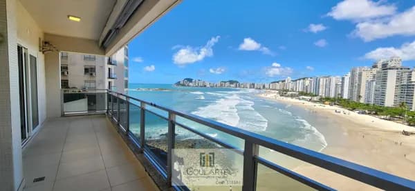 Apartamento alto padrão com sacada frente mar, 3 suítes climatizadas, vista mar na praia das Pitangueiras-Guarujá/SP.