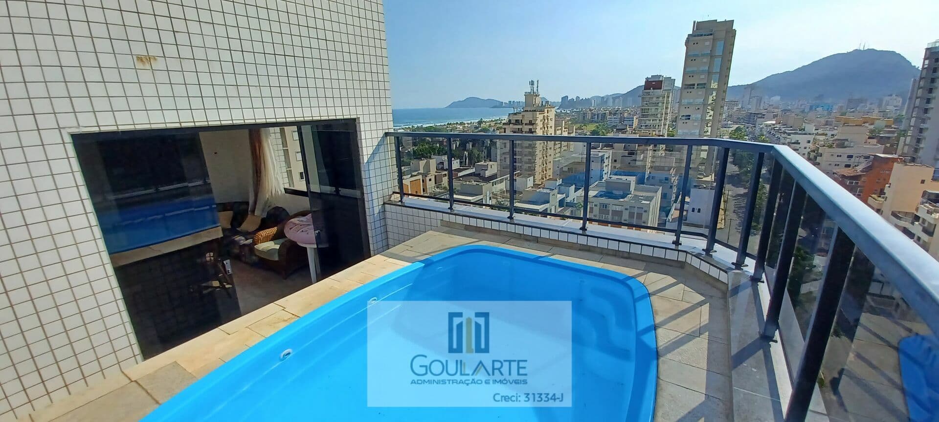 COBERTURA TRIPLEX , vista parcial do mar, 3 suítes, área gourmet com piscina, ENSEADA-Guarujá/SP.