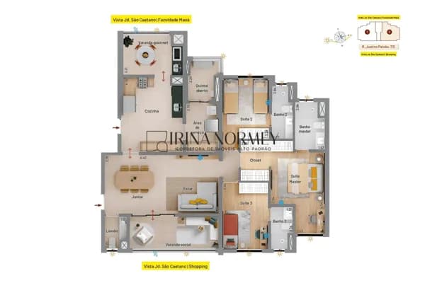 Apartamento á venda 3 suites no Bairro Jardim São Caetano, São Caetano do Sul/SP