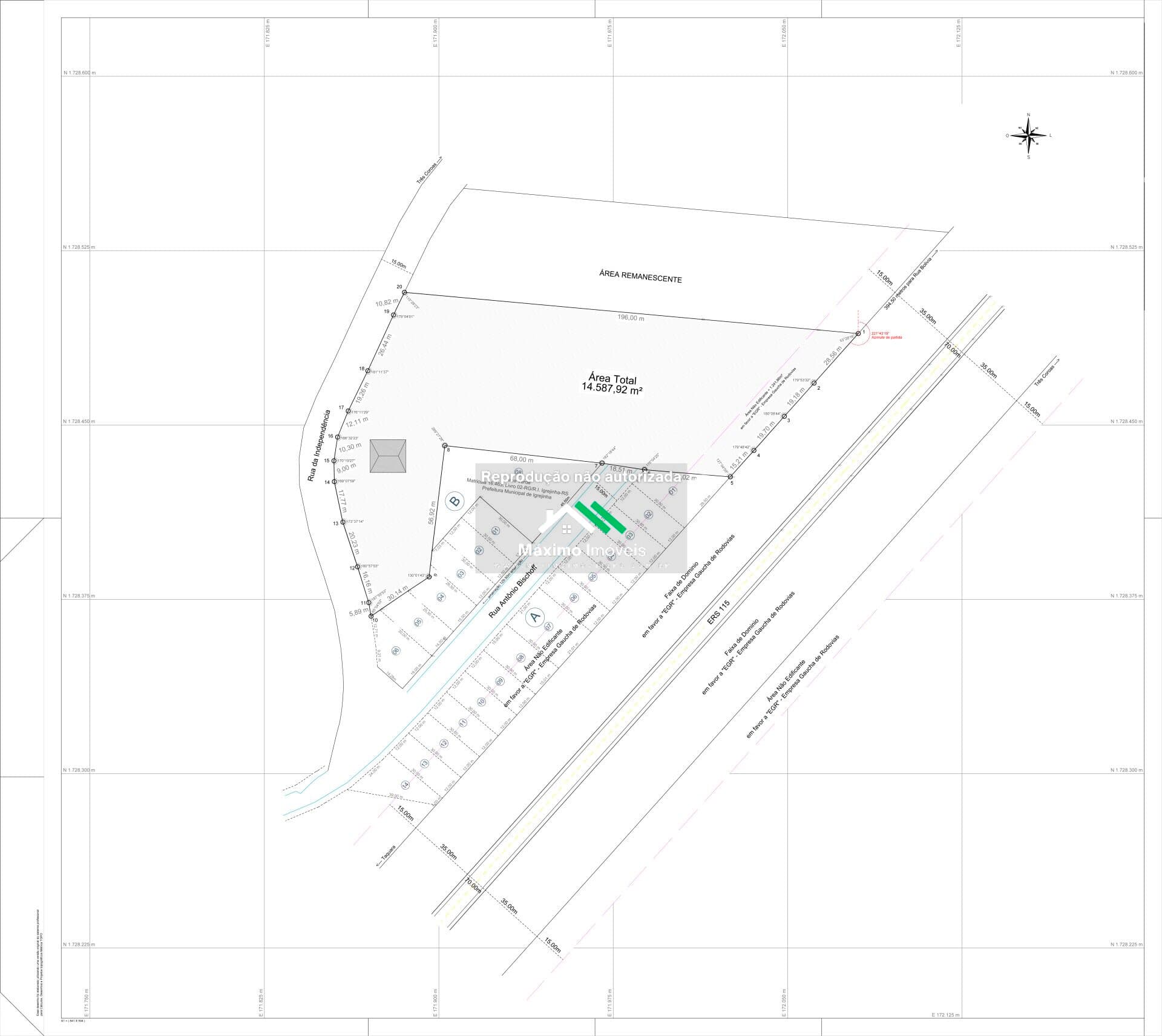 Área de terra às margens ERS-115 comercial ou industrial com 1,4589 hectares