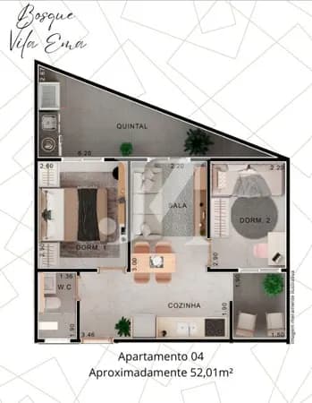 Apartamento Padrão de 52m², 2 Dormitórios no Condomínio Residencial Bosque Vila Ema - Vila Ema 🏢