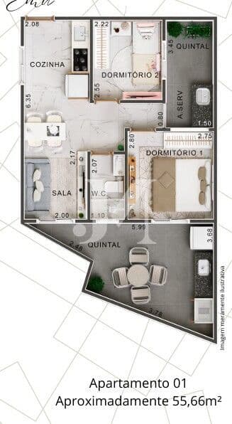 Apartamento Padrão de 55m², 2 Dormitórios no Condomínio Residencial Bosque Vila Ema - Vila Ema 🏢