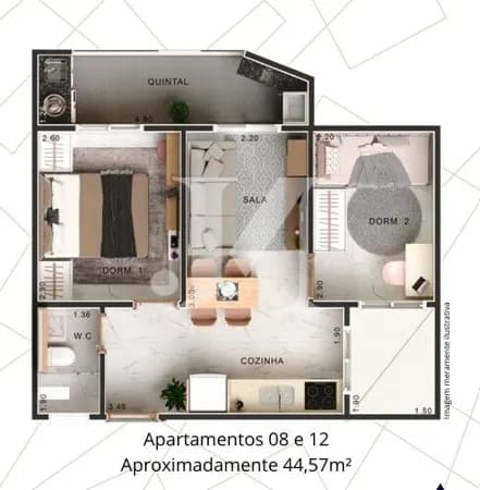 Apartamento Padrão de 44m², 2 Dormitórios no Condomínio Residencial Bosque Vila Ema - Vila Ema 🏢