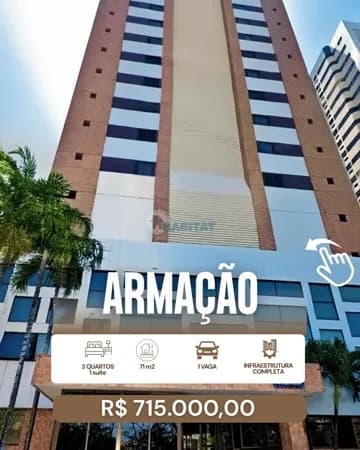 Apartamento 3/4 com suíte Andar Alto em Armação