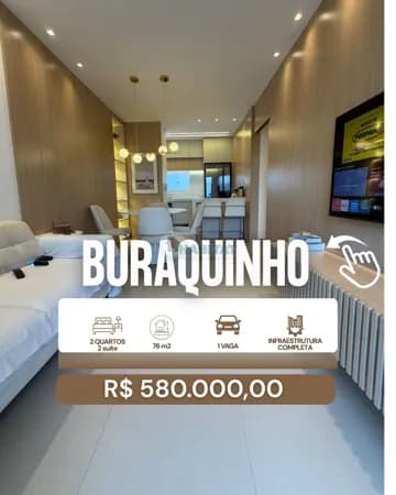 Apartamento 2 suítes nascente no Condomínio Bali Beach | 76m²