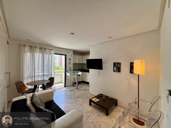 Apartamento mobiliado com 1 quarto e varanda para locação na Vitória