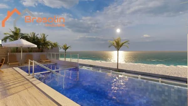 Apartamento 3 dormitórios frente mar à venda no centro de Mongaguá.