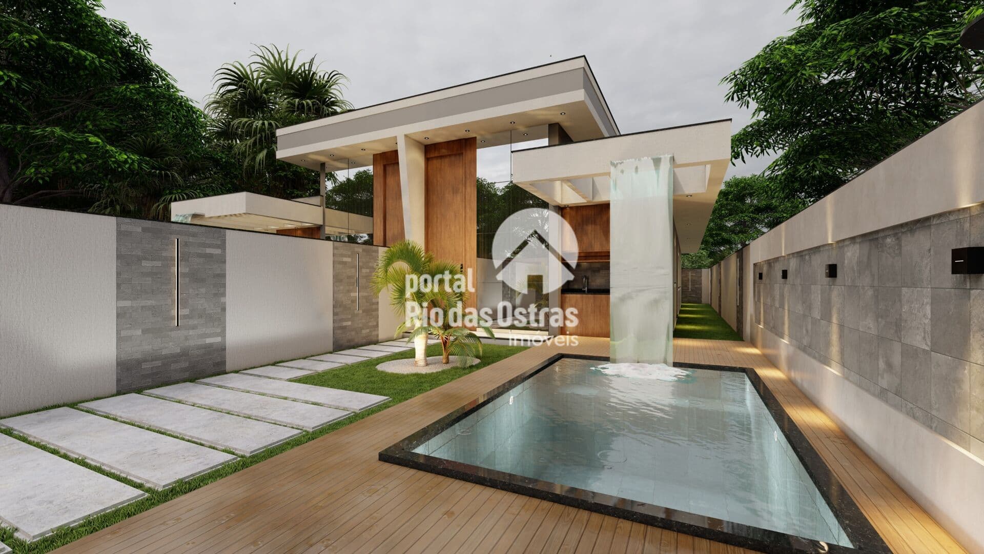 Casa de alto padrão com piscina a poucos metros da praia de Costazul