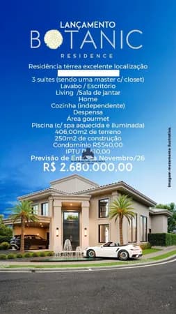 Casa à venda no Condomínio Botanic Residence - São José do Rio Preto/SP