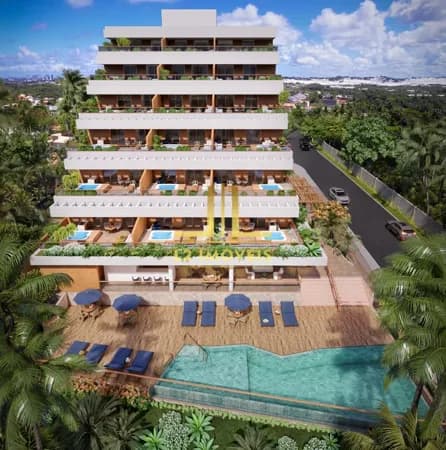 LANÇAMENTO - QUARTO E SALA - 34M² - AZURE BEACH - PEDRA DO SAL