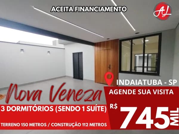 Casa Térrea A Venda Com 3 Dormitórios - Nova Veneza - Indaiatuba - SP!