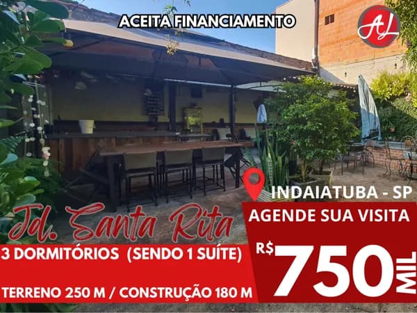 Casa A Venda 3 Dormitórios Em Terreno De 250m² - Jardim Santa Rita - Indaiatuba!