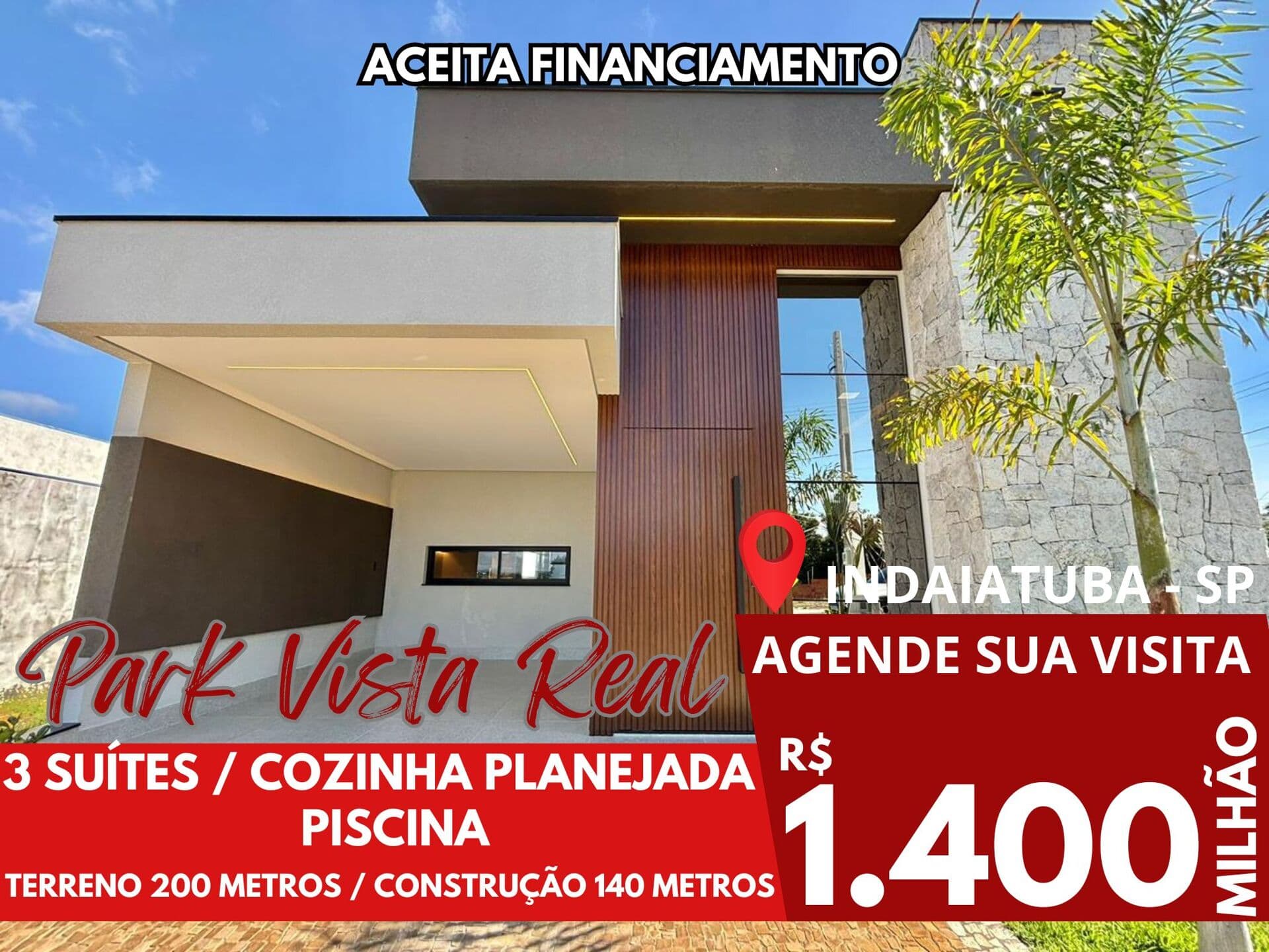 Casa A Venda Com 3 Suítes e Piscina No Condomínio Park Vista Real - Indaiatuba - SP!