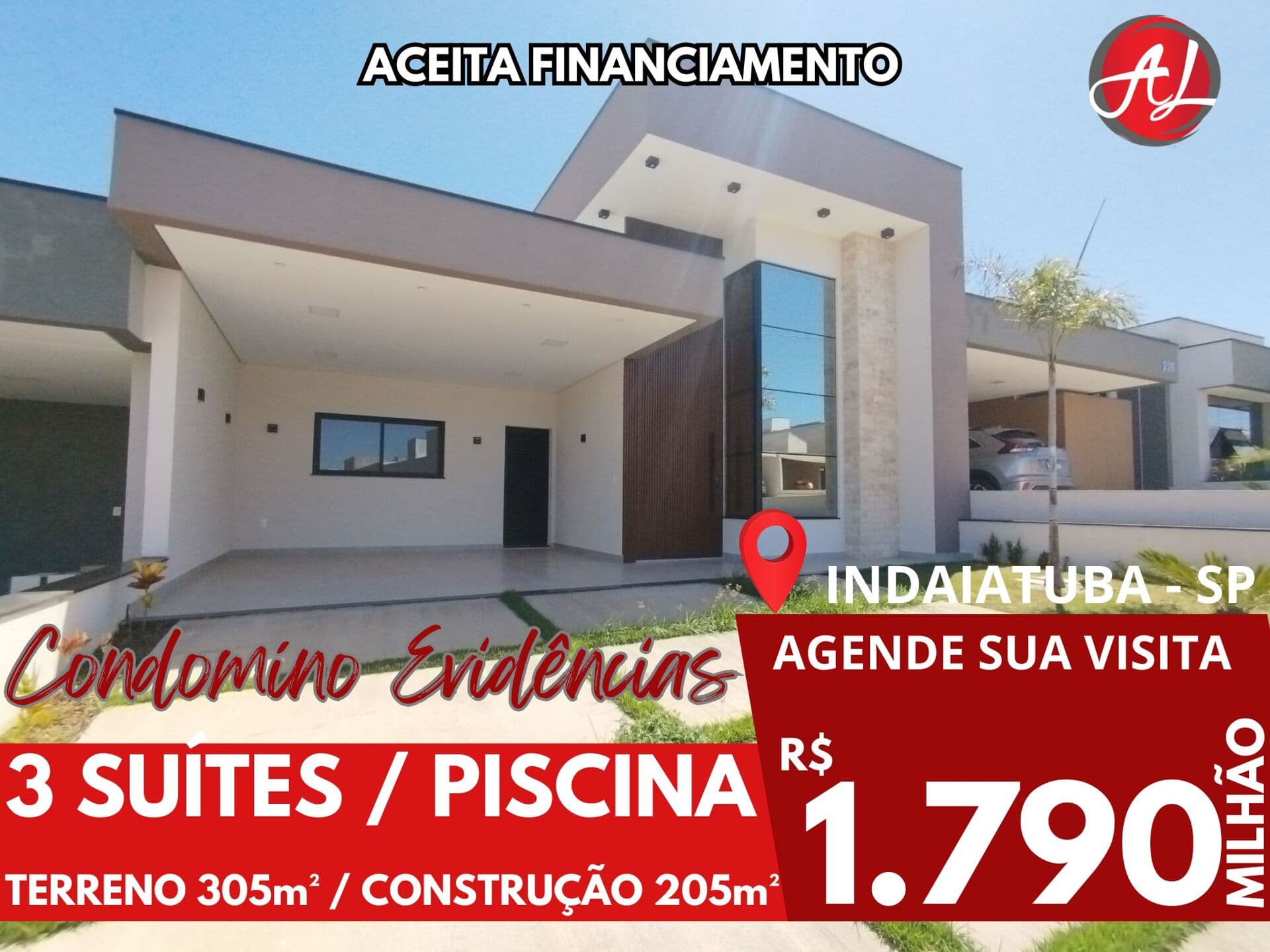 Casa Térrea Com 3 Suítes - Escritório - Piscina - Condomínio Evidências - Indaiatuba - SP!