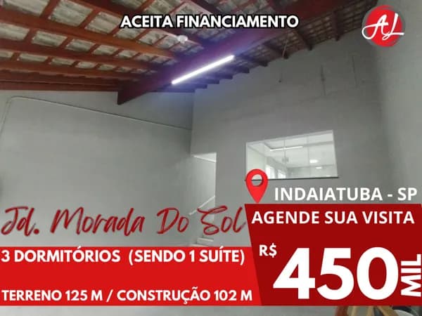 Casa 3 Dormitórios Á Venda No Jardim Morada do Sol - Indaiatuba - SP!