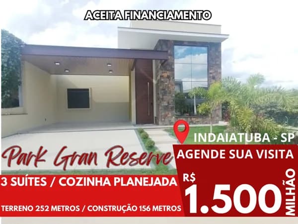 Casa A Venda Com 3 Suítes E Fundo Para Mata - Condomínio Park Gran Reserve - Indaiatuba - SP!