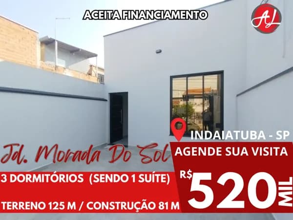Casa Nova Com 3 Dormitórios A Venda - Jardim Morada Do Sol - Indaiatuba - SP!