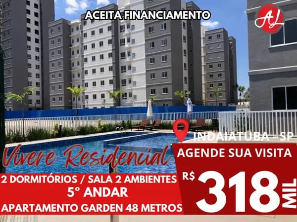 Apartamento A Venda Com 2 Dormitórios - 5º Andar - Vivere Residencial - Indaiatuba - SP!