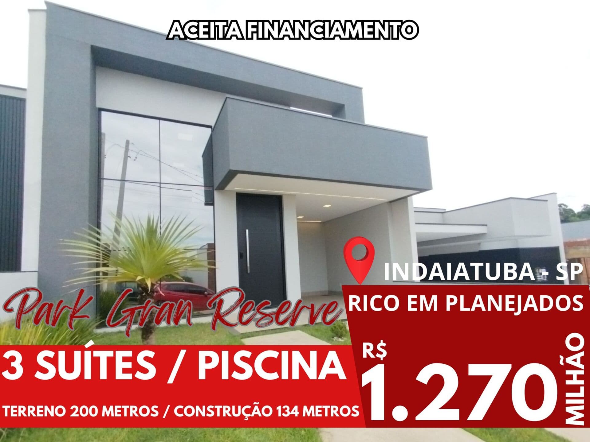 Casa A Venda Com 3 Suítes e Repleta De Armários Planejados - Gran Reserve - Indaiatuba - SP!