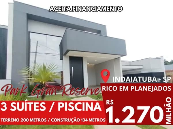 Casa A Venda Com 3 Suítes e Repleta De Armários Planejados - Gran Reserve - Indaiatuba - SP!