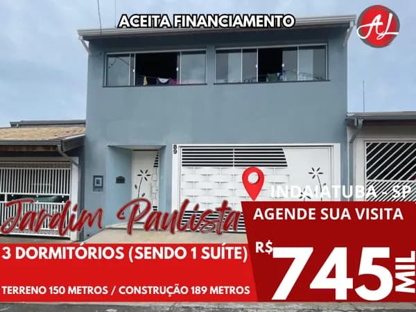 Belíssimo Sobrado A Venda Jardim Paulista - Indaiatuba - SP!