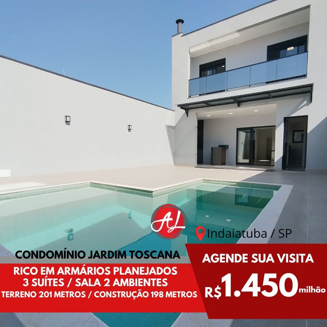 Sobrado A Venda com 3 Suítes - Condomínio Jardim Toscana - Indaiatuba - SP!