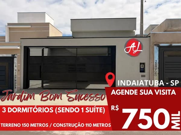 Casa Nova A Venda Com 3 Dormitórios - Jardim Bom Sucesso - Indaiatuba -SP!