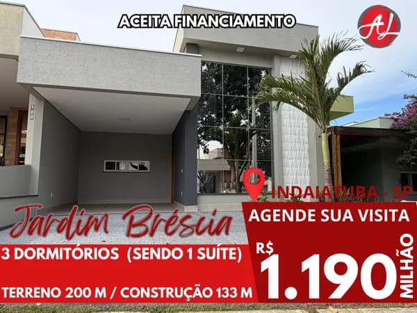 Casa Térrea A Venda 3 Dormitórios - Jardim Bréscia - Indaiatuba - SP!