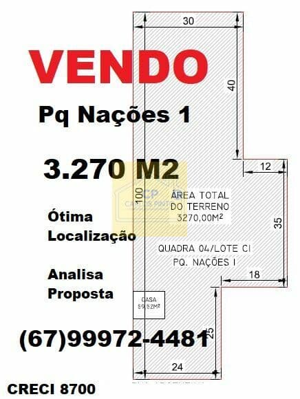 terreno no Parque das Nações Rua Argentina 3.270m2 VENDO