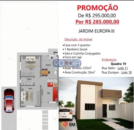 Casa em Jardim Europa 3, Primavera do Leste/MT