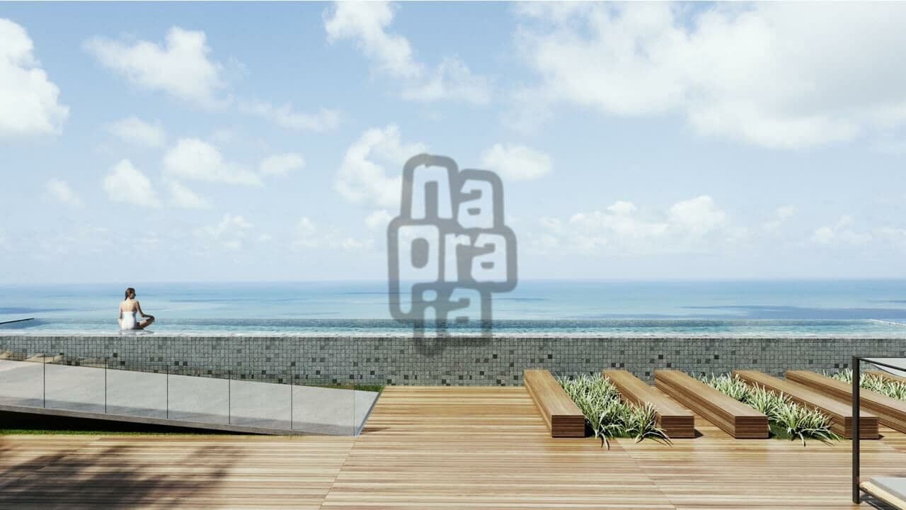 Empreendimento localizado a 50 metros do mar, unidades com vagas de garagem privativas.