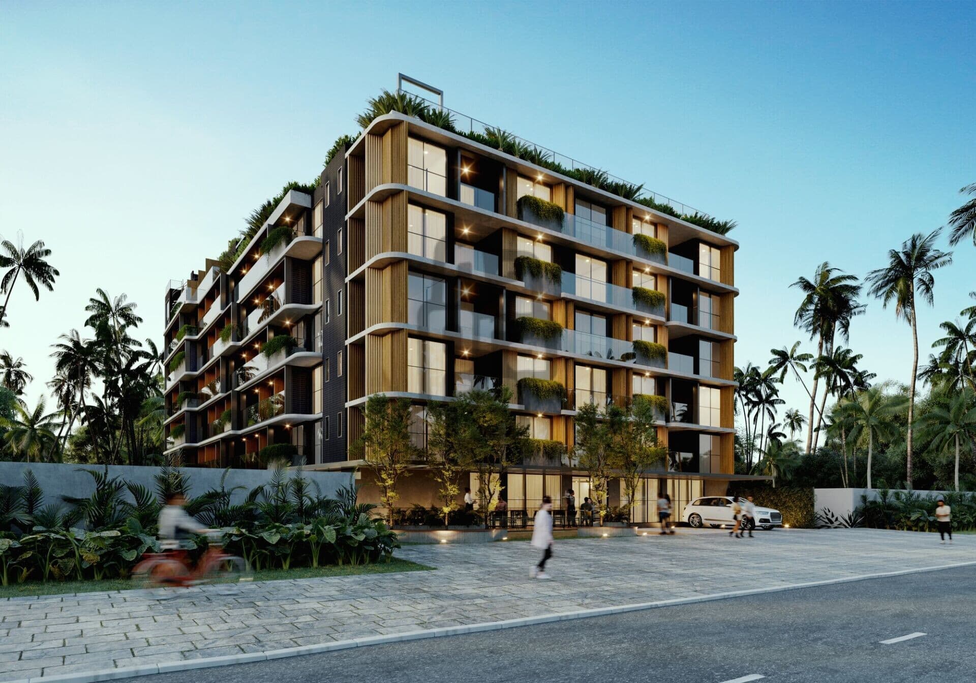 Flat localizado em rua paralela da praia, a 120 metros do mar