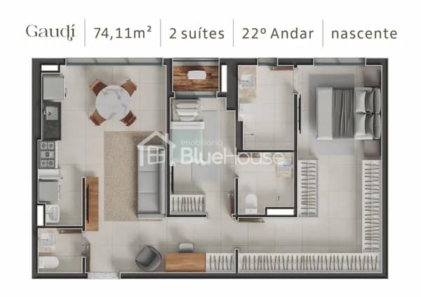 Apt 2 Suítes no GAUDI Residências – Setor Bueno - Agio