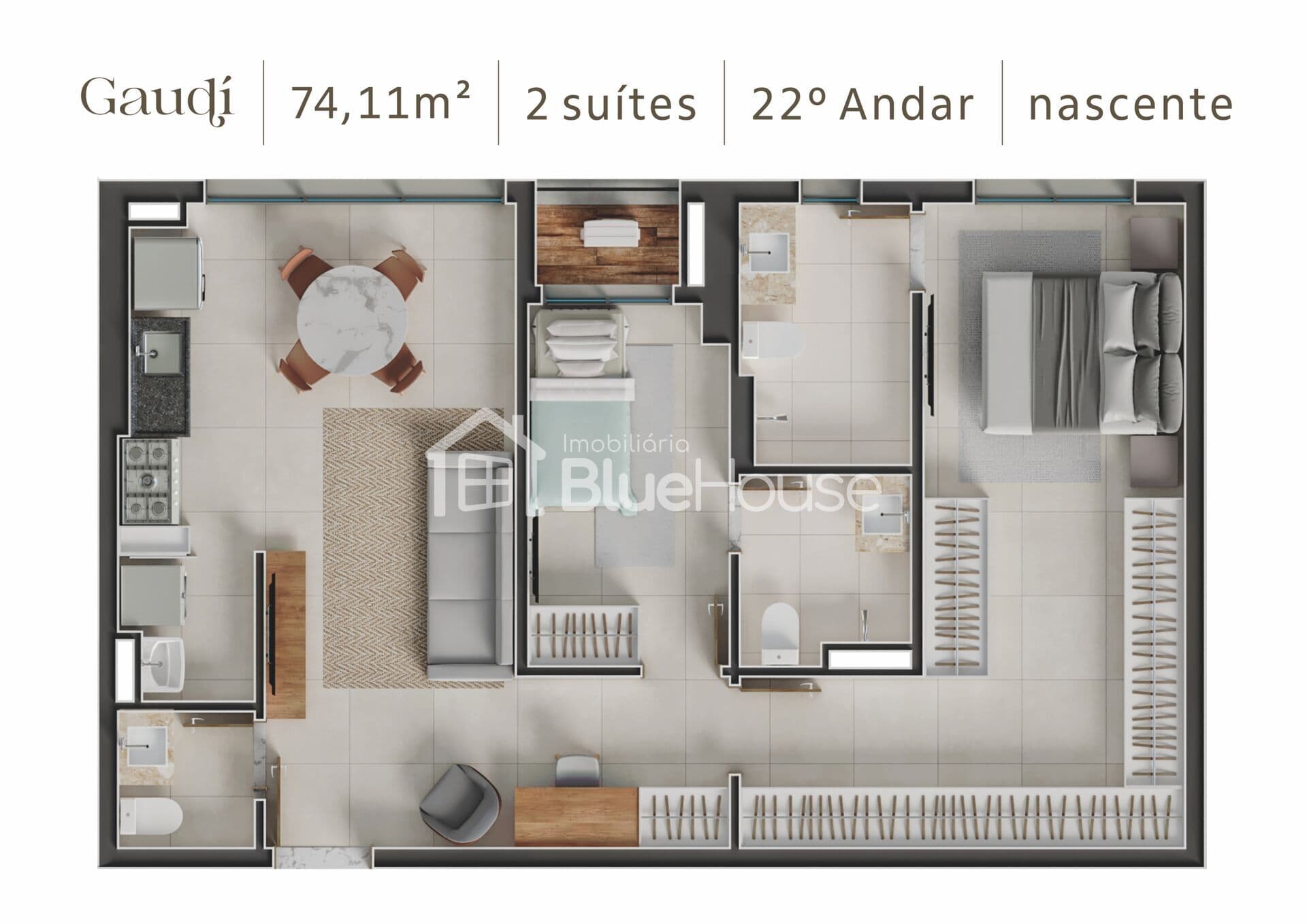 Apt 2 Suítes no GAUDI Residências – Setor Bueno - Agio