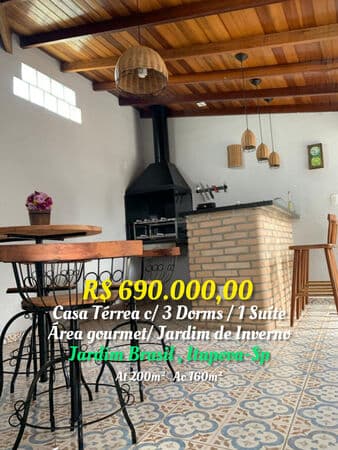CASA 160M² C/ 3 DORMS / 3 SUITES + AREA GOURMET- JARDIM BRASIL - ITUPEVA -SP