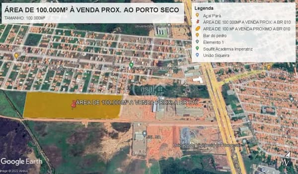 Área de 100.000m² próximo a BR 010