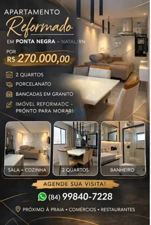 OPORTUNIDADE/CONDOMÍNIO FECHADO EM NATAL/APARTAMENTO CONDOMÍNIO PONTA NEGRA