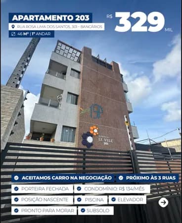 APARTAMENTO NOS BANCARIOS / APARTAMENTO 1 QUARTO BANCARIOS / APARTAMENTO NO LI VILLE PROXIMO AS 3 RUAS / APARTAMENTO NAS 3 RUAS / APARTAMENTO EM JOAO PESSOA