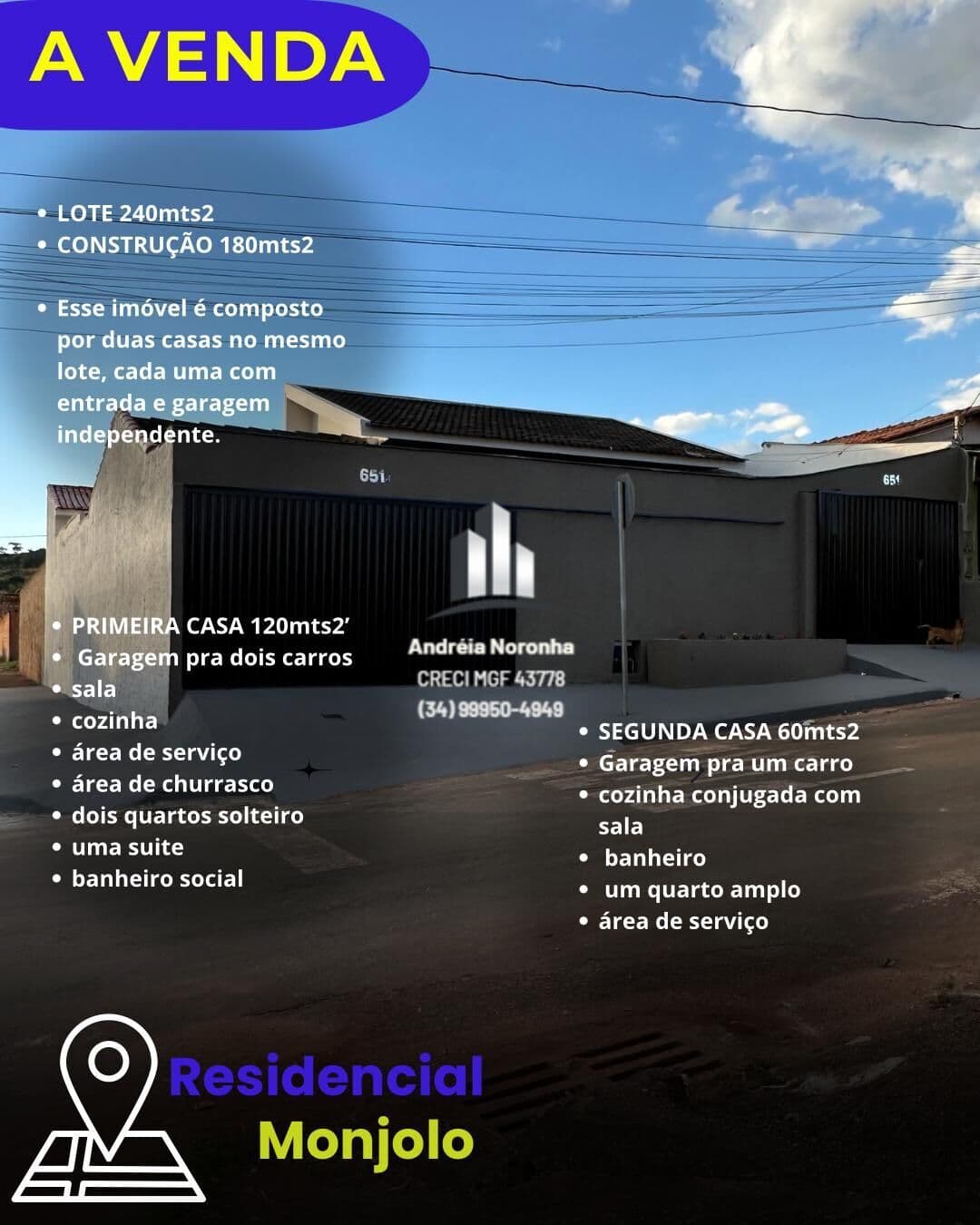 🏚️ IMÓVEL COM 2 CASAS NO MESMO LOTE COM ENTRADA INDEPENDENTE - RESIDENCIAL MONJOLO 🏚️