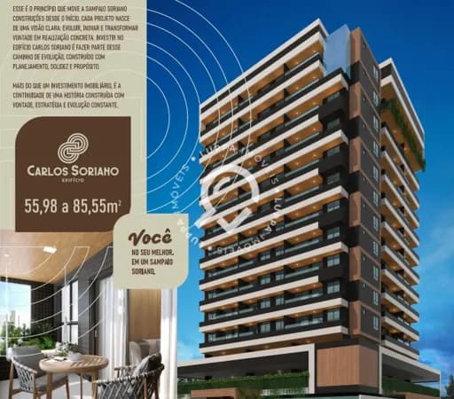 Lançamento - Edifício Carlos Soriano – Apartamentos de 2 e 3 Quartos até 85,55m² com Lazer Completo a partir de R$ 646 mil