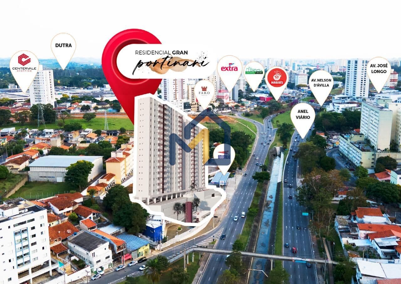 Apartamento 2 dormitórios com suíte e 2 vagas no Gran Portinari – Centro de São José dos Campos