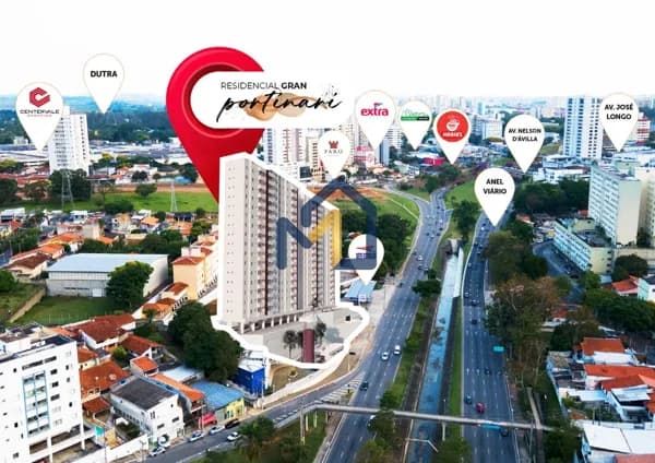 Apartamento 2 dormitórios com suíte e 2 vagas no Gran Portinari – Centro de São José dos Campos
