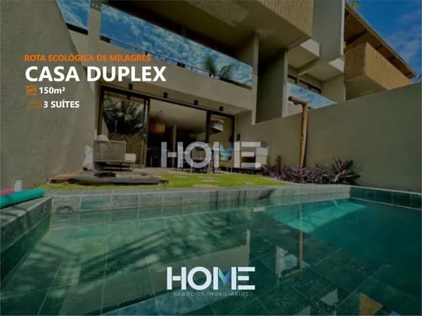 Kanui Milagres - Linda Casa Duplex com 3 suítes e piscina privativa, mobiliada e decorada