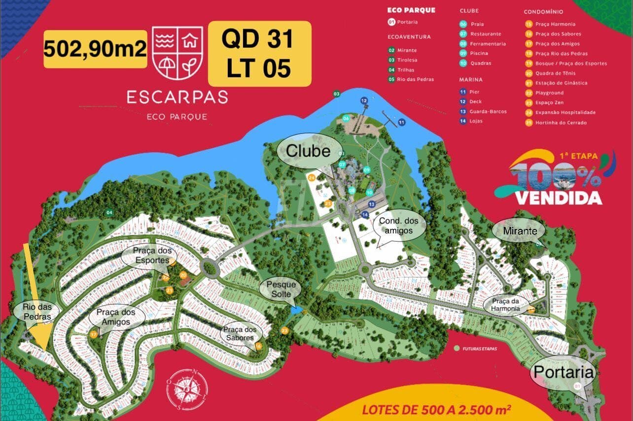 Lote com fundo para a mata no Escarpas Eco Parque