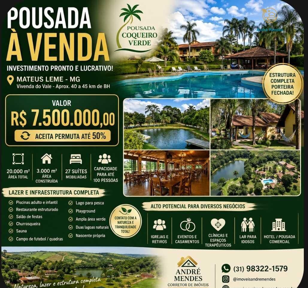 Pousada à Venda em Mateus Leme - MG