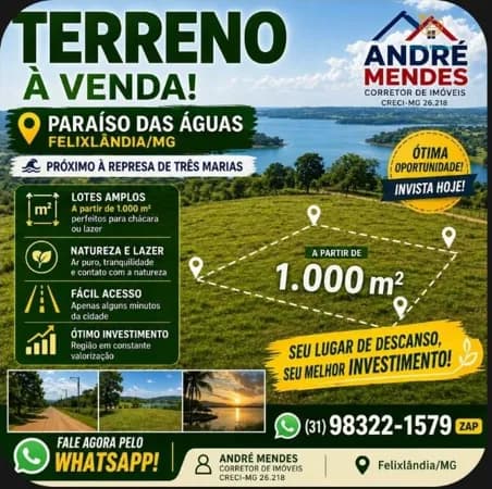 Terreno á Venda no Balneario Paraíso das Aguas em Felixlandia- MG